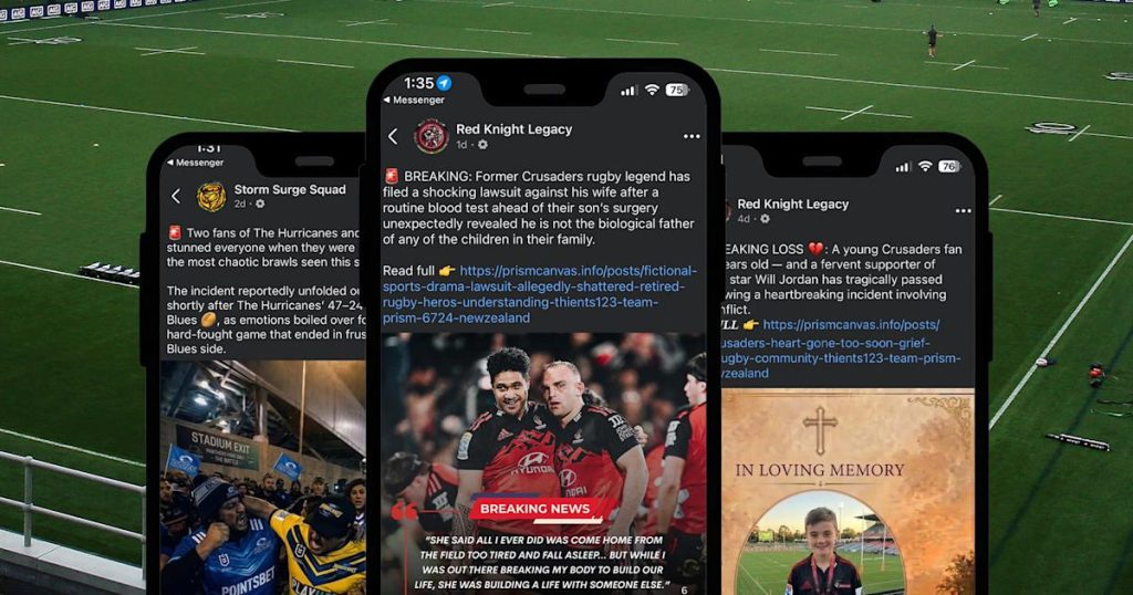 AI Facebook pages are sharing horrific fake news about NZ rugby players & fans