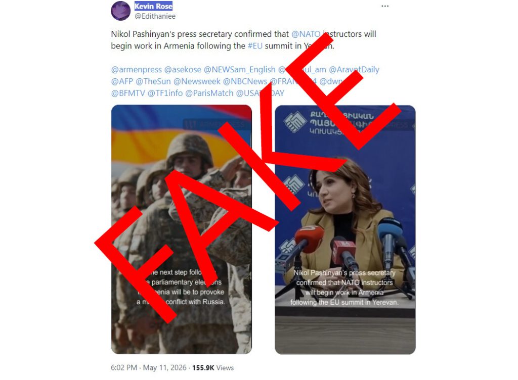 Fake news circulates on X using Armenpress logo