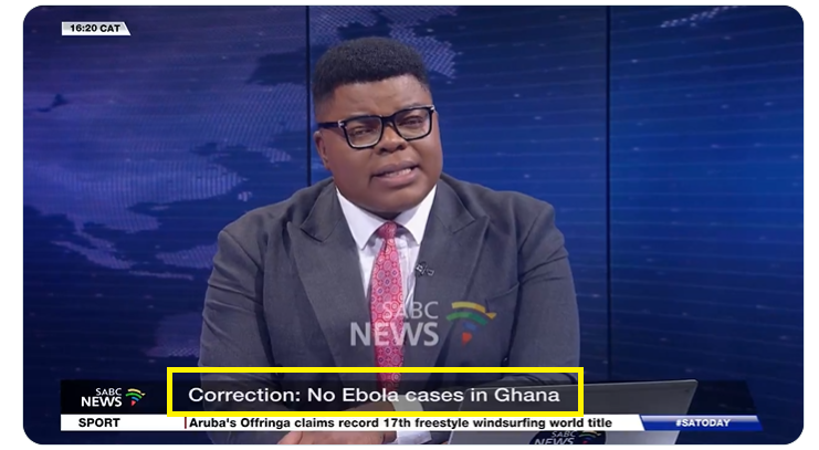 South Africa’s public broadcaster falsely attributes Ebola deaths to Ghana: Here is all you need to know