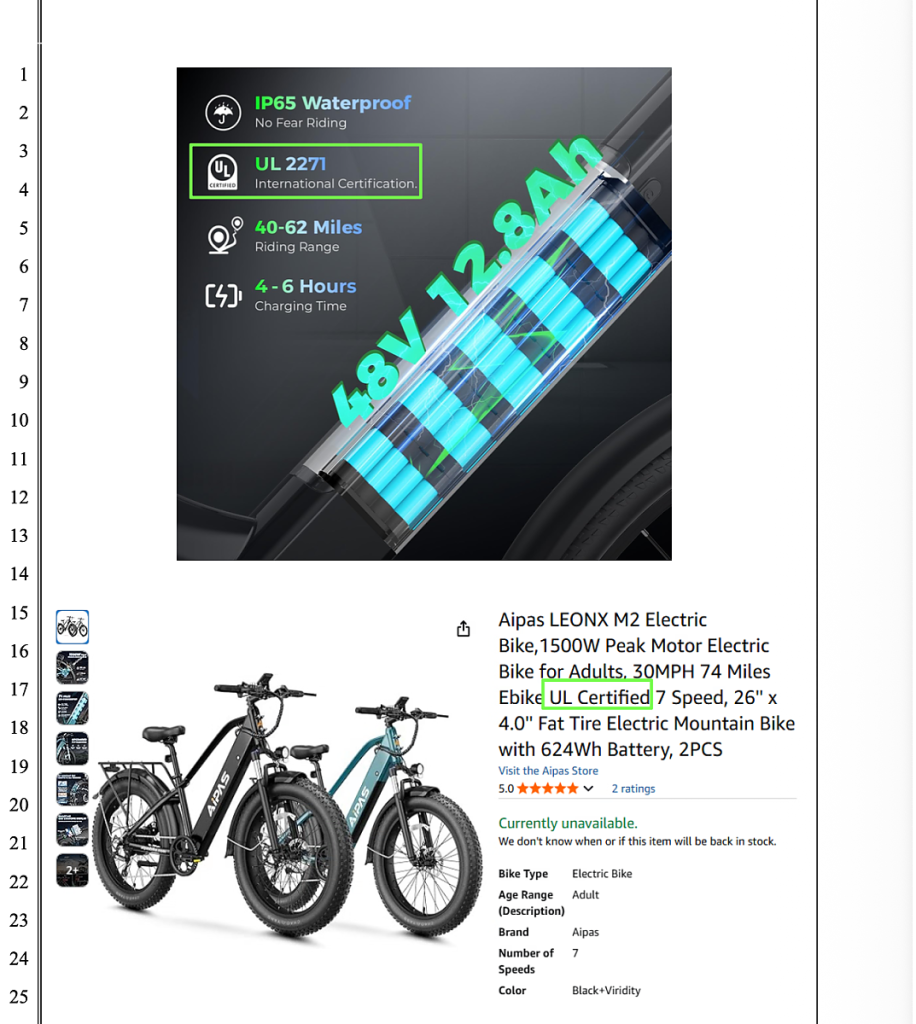 Amazon and UL win suit over false UL certifications by e-bike and e-scooter makers