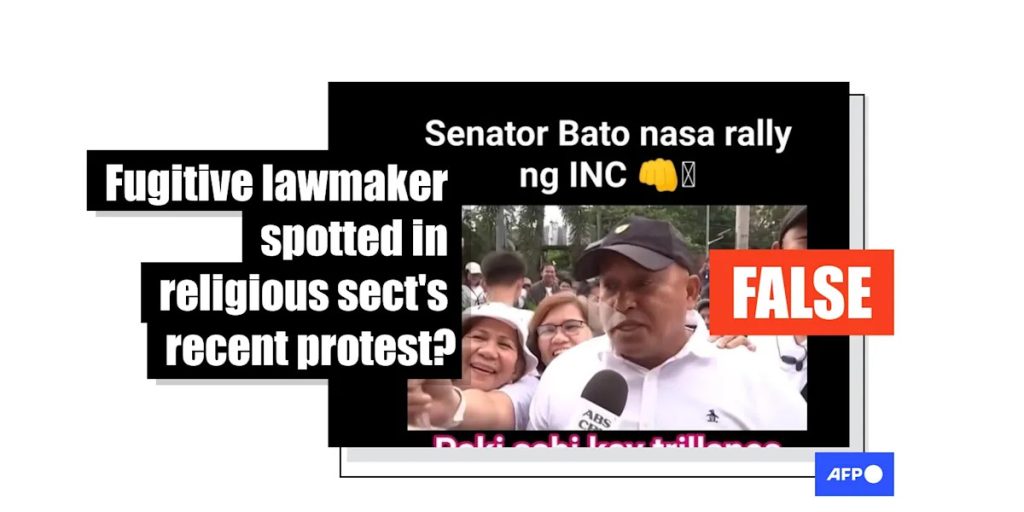 Old clip shared in false posts about wanted senator at Philippines rally