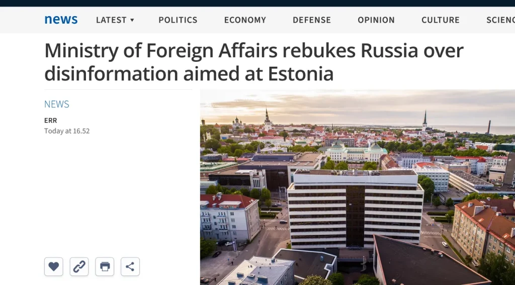 Estonia summoned a Russian representative over disinformation and attacks on Ukraine