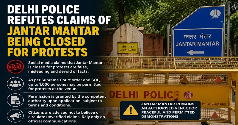 Delhi Police refutes claims of Jantar Mantar being closed for protest