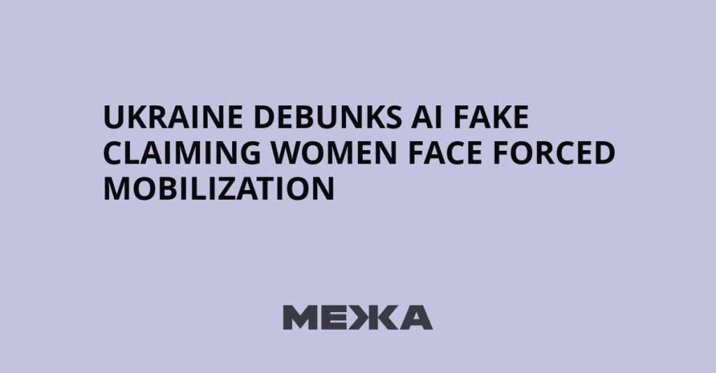Ukraine Debunks AI Fake Claiming Women Face Forced Mobilization | Ukraine news