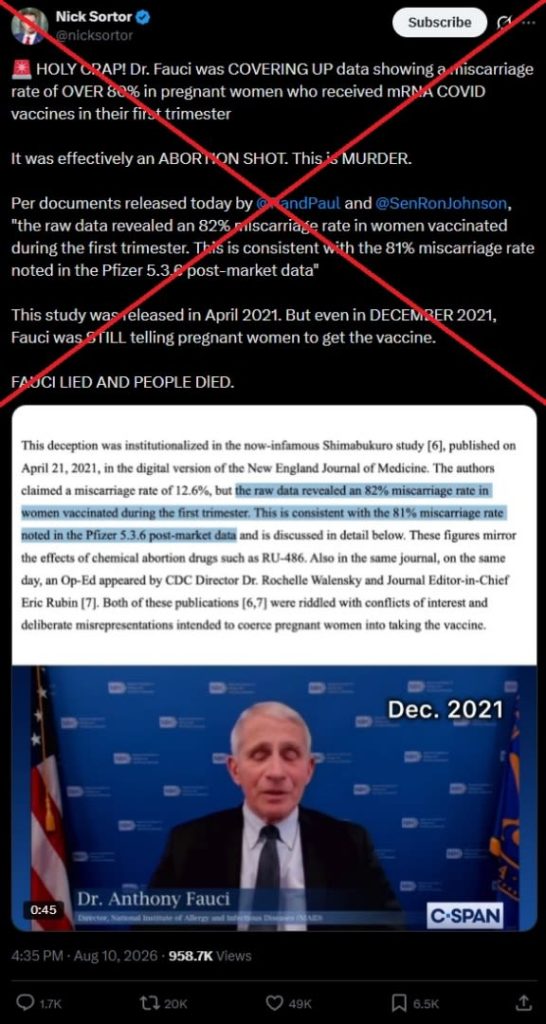 Fauci texts release revives false claims linking Covid-19 vaccination, miscarriages