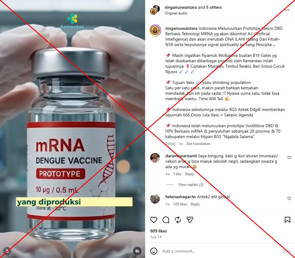 Indonesia dengue vaccine prototype revives mRNA misinformation