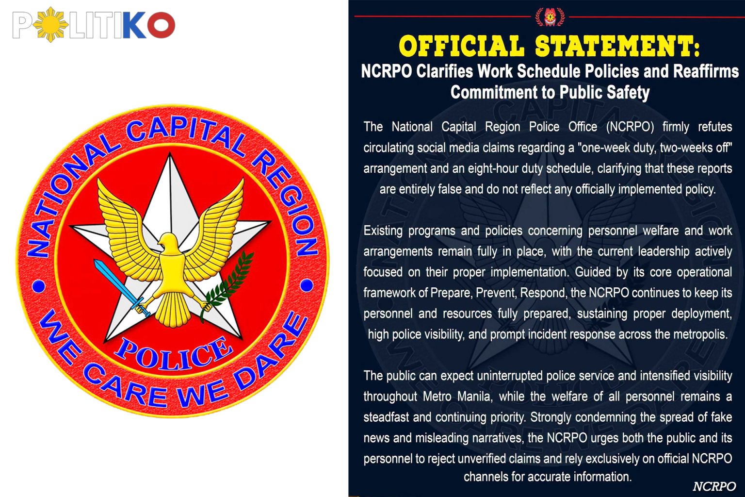 No free passes: NCRPO tags viral police work schedule reports as ‘entirely false’