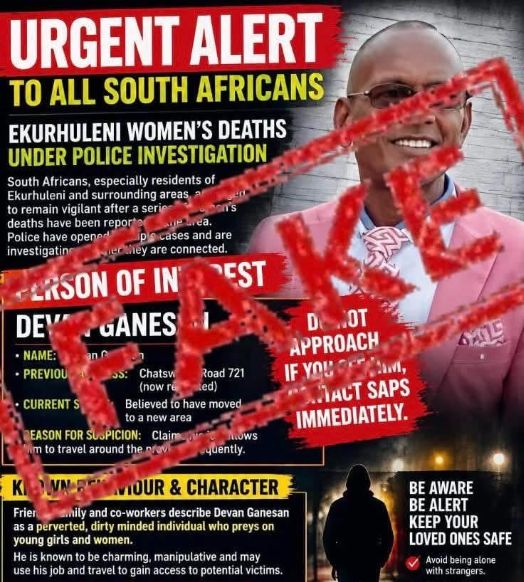 Police warn against false suspect images in Kempton Park killings
