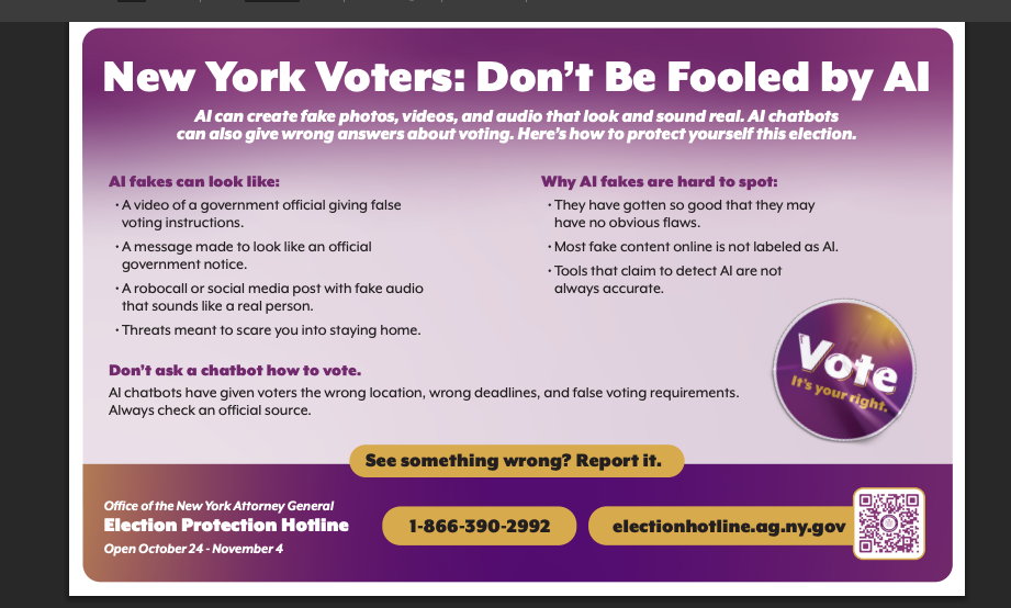 AG James releases updated guide on AI election misinformation
