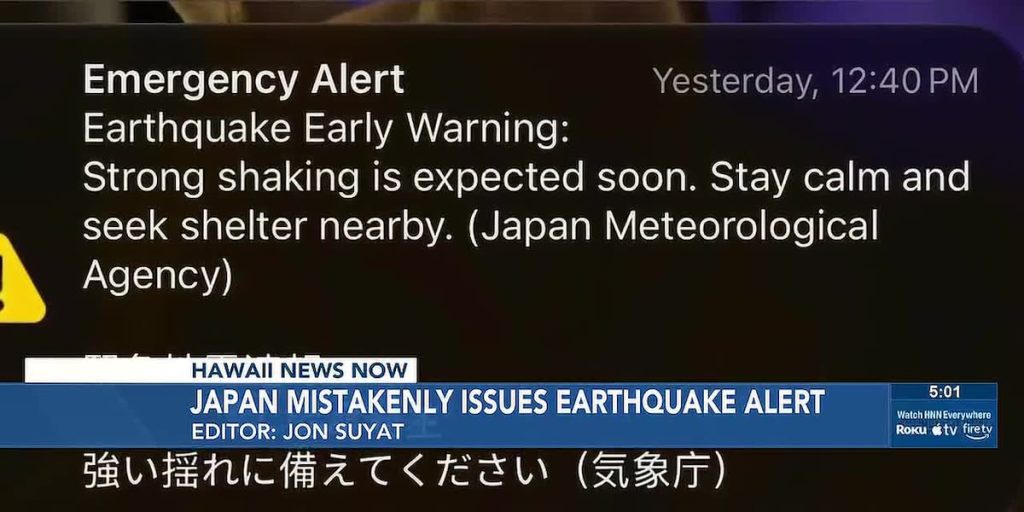 Japan mistakenly sends emergency alert warning of 9.9 magnitude earthquake