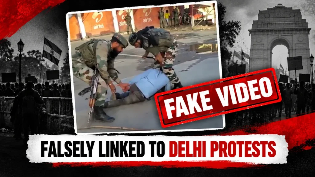 Did army personnel thrash students during Delhi protests?