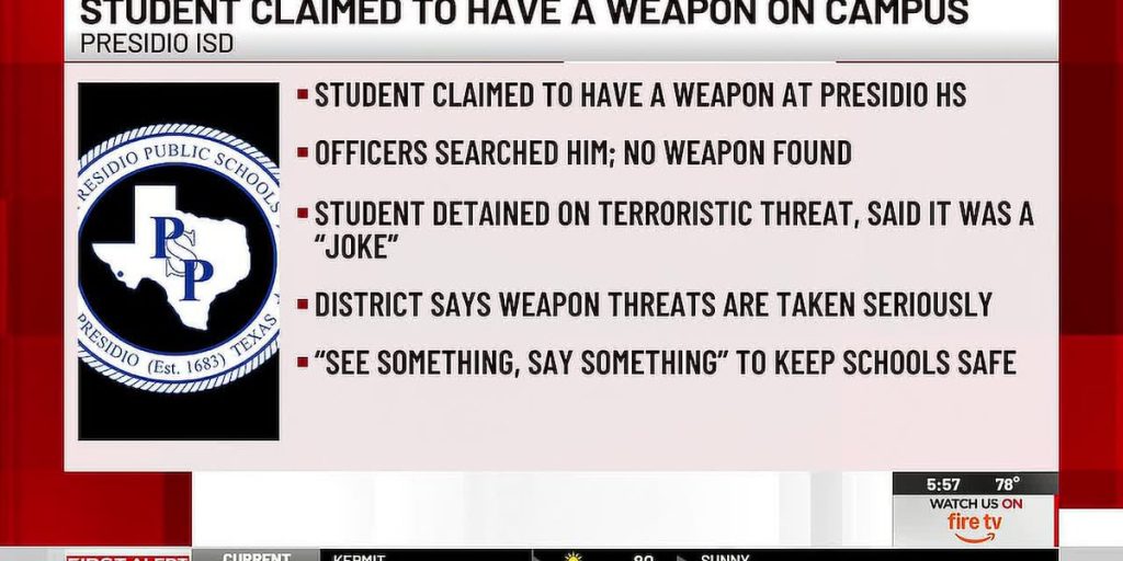 Presidio ISD student detained after false weapon claim – CBS7