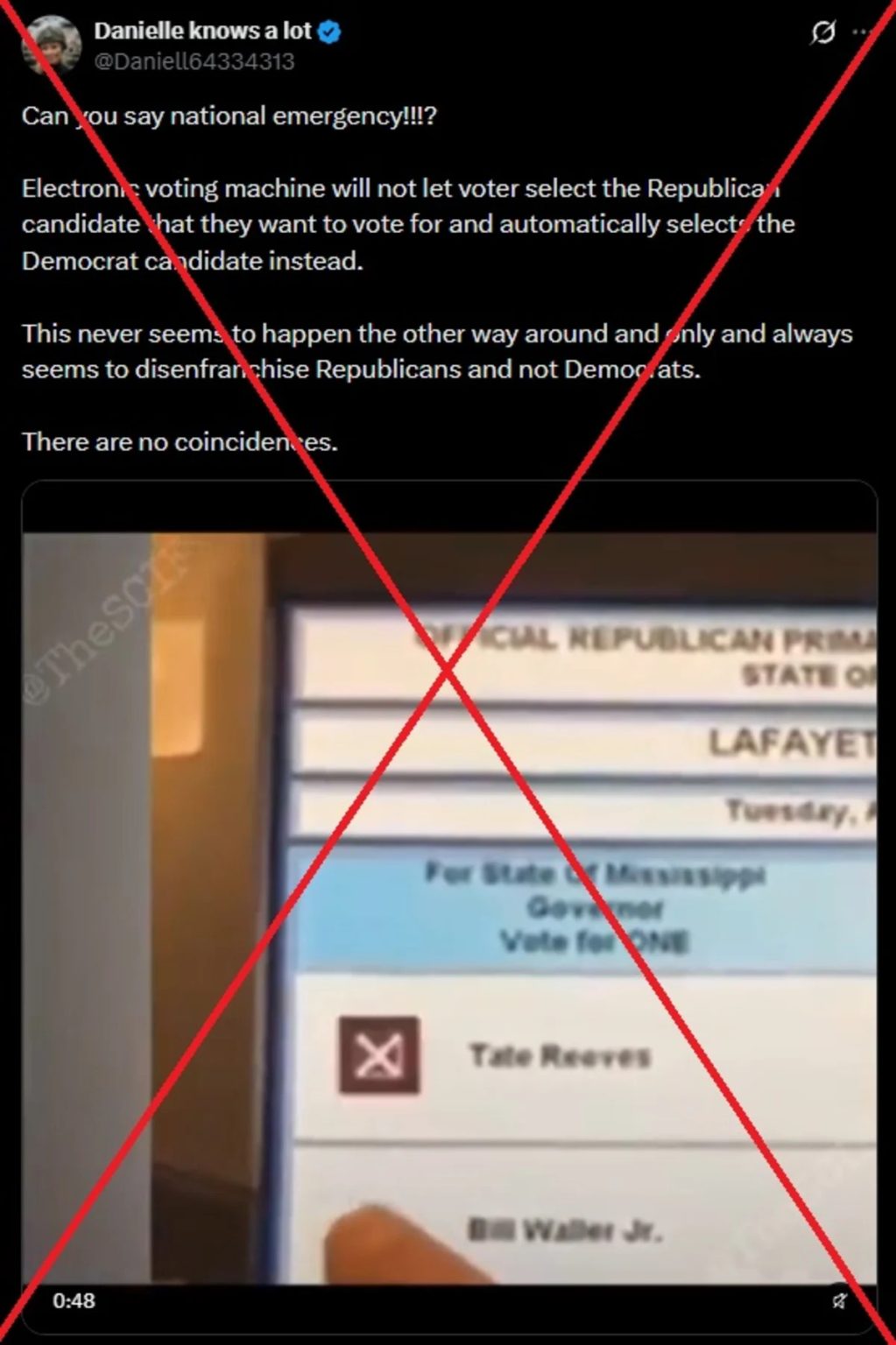 Old clips used as false proof of fraudulent US voting machines in 2026
