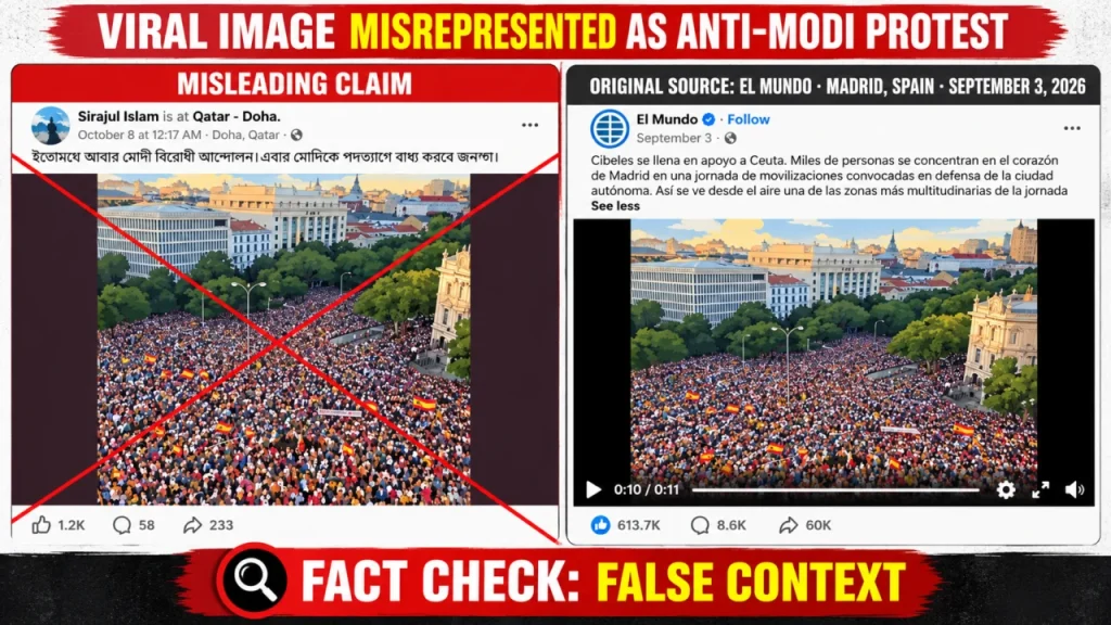 Spanish protest photo misrepresented as India anti-Modi protest